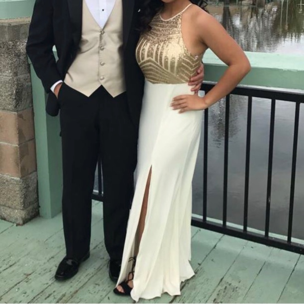 PromGirl Gold Bodice prom dress
